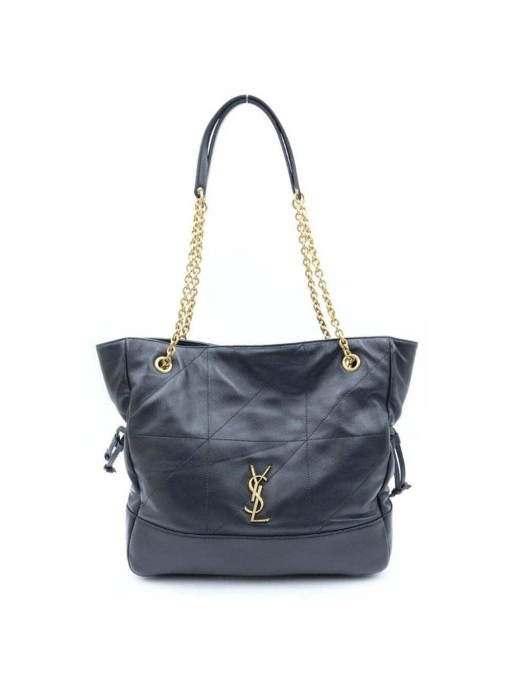 Saint Laurent Paris Jamie Chain Tote Gold Lambskin Leather Black